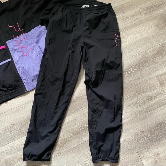 90s Vintage Fila Windbreaker Tracksuit Jacket Pant Set Purple Size 10 Retro RARE - Picture 5 of 9